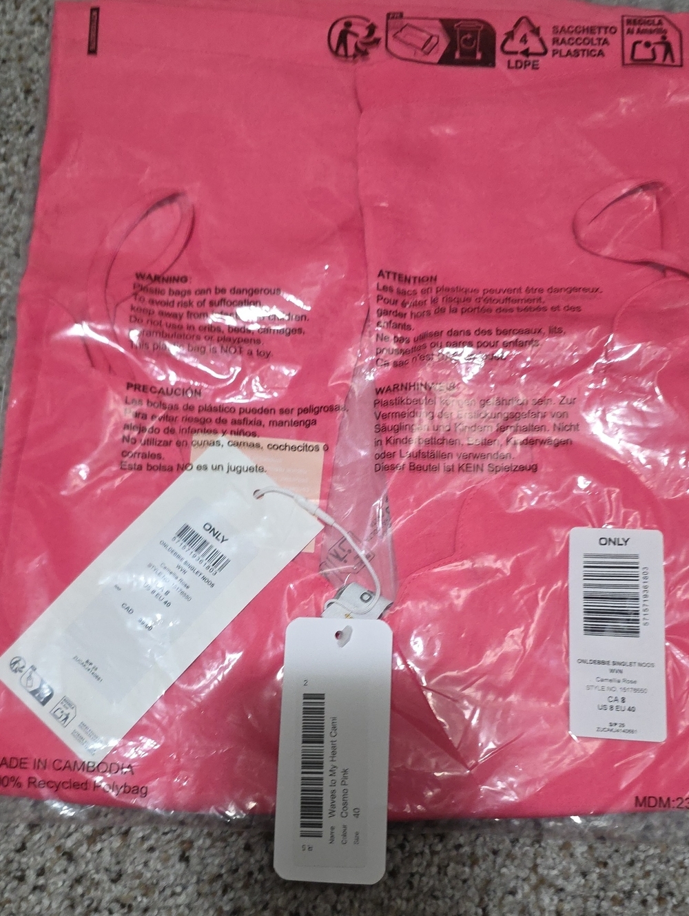 ONLY Tank Top in Bright Hot Pink